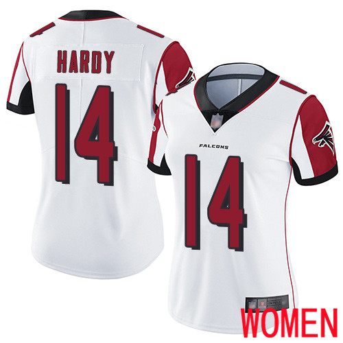 Atlanta Falcons Limited White Women Justin Hardy Road Jersey NFL Football #14 Vapor Untouchable->women nfl jersey->Women Jersey